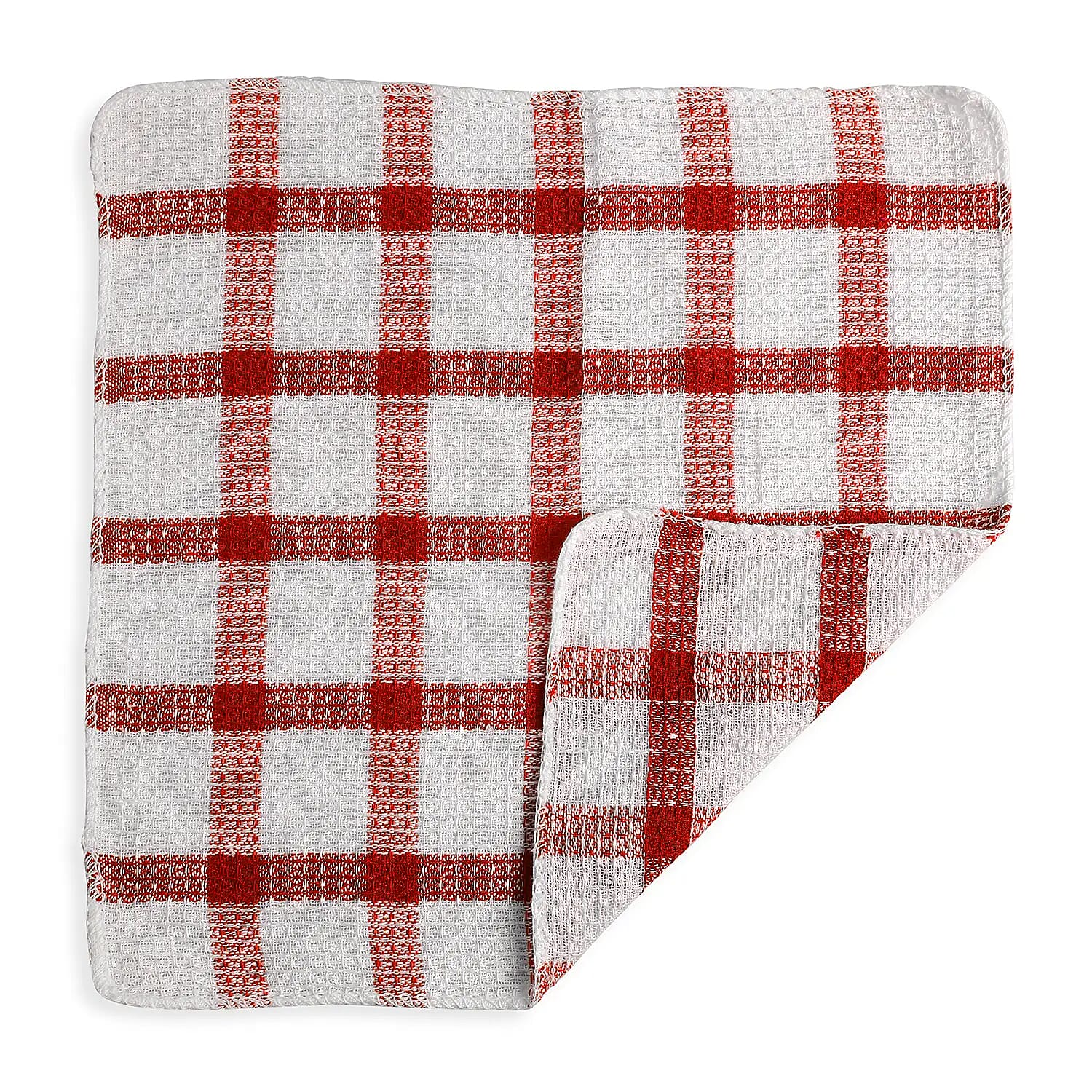 Set of 24 Red Checkered Pattern Cotton Dish Cloth