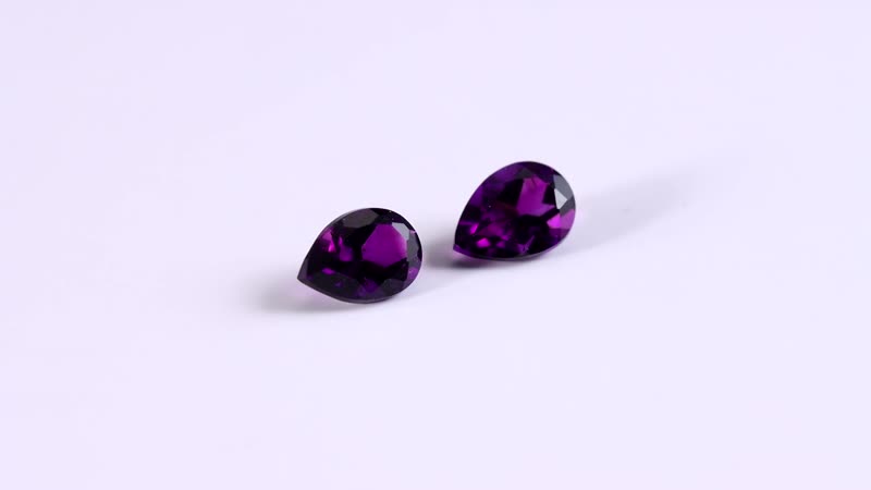 AA Mashamba Amethyst Set of 2 (Pear 7x5 mm) 1.08 ctw Loose Gemstone