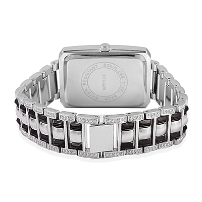 Genoa Crystal Miyota Japanese Movement Water Resistant Watch with Silvertone & Multi Color Jade (D) Straps and Stainless Steel Back 8.70 ctw
