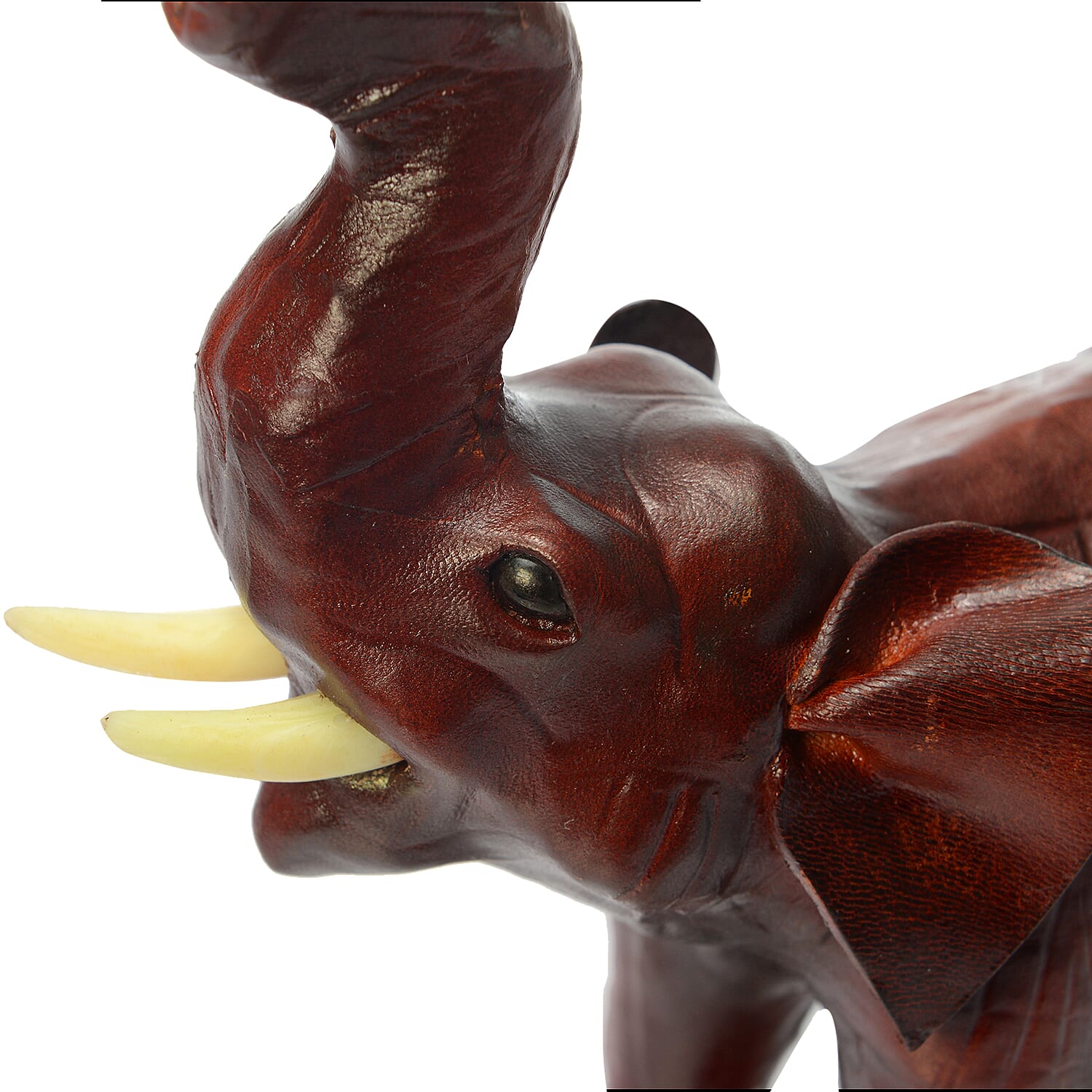 Handcrafted Genuine Leather Standing Elephant Statue