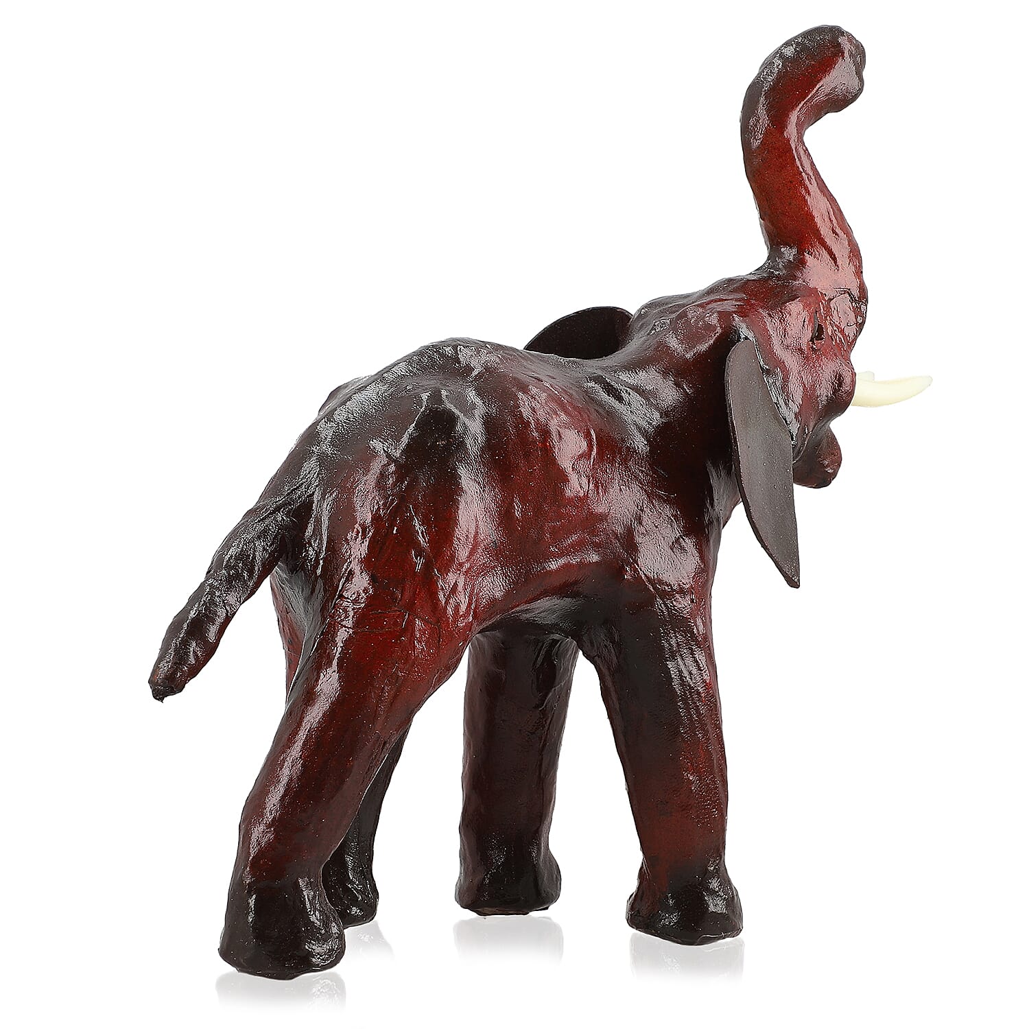 Handcrafted Genuine Leather Standing Elephant Statue