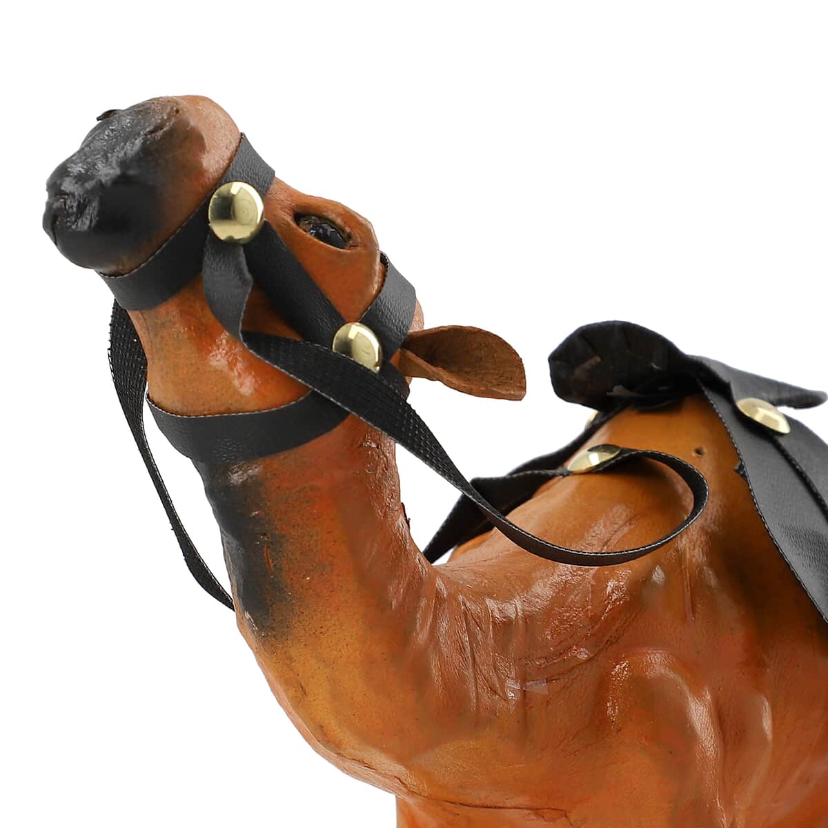 Handcrafted Genuine Leather Camel Statue (13x12 in) image number 4