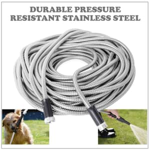 Stainless Steel Super Durable Metal Garden Hose (Approx. 100ft)