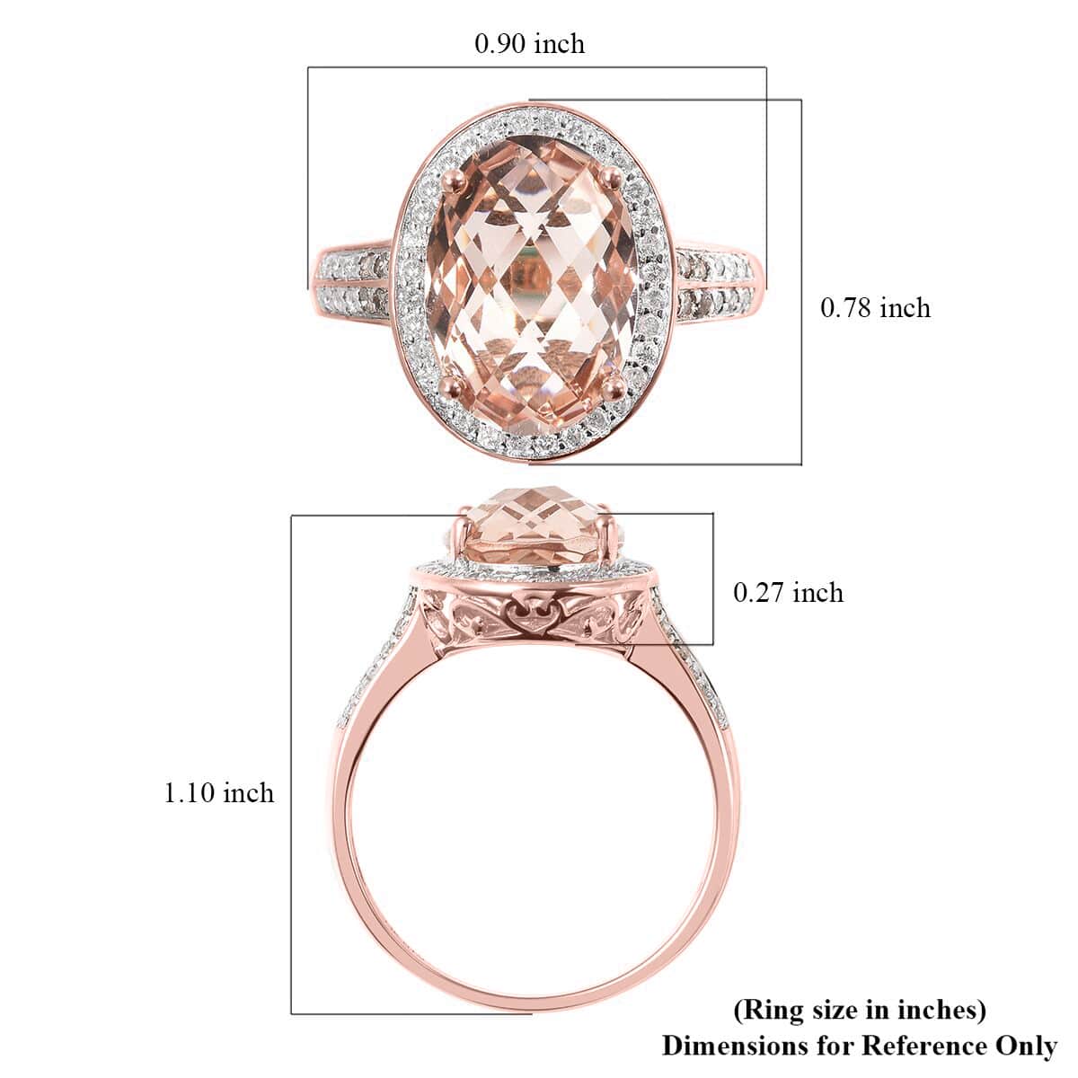 Luxoro 14K Rose Gold AAA Marropino Morganite, Natural Champagne and White Diamond I3 Ring (Size 10.0) 4.50 Grams 6.00 ctw image number 4