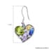 Simulated Multi Gemstone and Austrian Champagne Crystal Heart Earrings and Pendant Necklace (24-26 Inches) in Silvertone and Stainless Steel image number 4