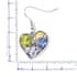 Simulated Multi Gemstone and Austrian Champagne Crystal Heart Earrings and Pendant Necklace (24-26 Inches) in Silvertone and Stainless Steel image number 5