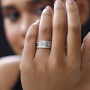 Spinner Ring in Sterling Silver, Anxiety Ring for Women, Fidget Rings for Anxiety for Women, Stress Relieving Anxiety Ring (Size 11.0) 5.85 Grams