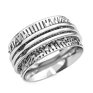 Spinner Ring in Sterling Silver, Anxiety Ring for Women, Fidget Rings for Anxiety for Women, Stress Relieving Anxiety Ring (Size 5.0) (5.85 g)