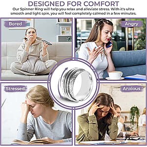 Spinner Ring in Sterling Silver, Anxiety Ring for Women, Fidget Rings for Anxiety for Women, Stress Relieving Anxiety Ring (Size 5.0) (5.85 g)