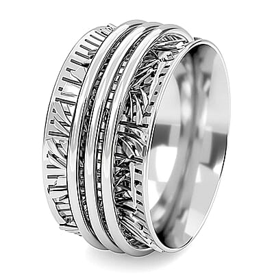 Spinner Ring in Sterling Silver, Anxiety Ring for Women, Fidget Rings for Anxiety for Women, Stress Relieving Anxiety Ring (Size 5.0) (5.85 g)