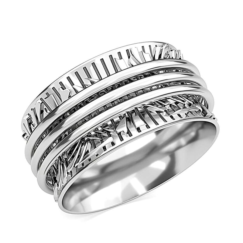 Spinner Ring in Sterling Silver, Anxiety Ring for Women, Fidget Rings for Anxiety for Women, Stress Relieving Anxiety Ring (Size 6.0) (5.85 g)