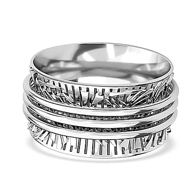 Spinner Ring in Sterling Silver, Anxiety Ring for Women, Fidget Rings for Anxiety for Women, Stress Relieving Anxiety Ring (Size 6.0) (5.85 g)