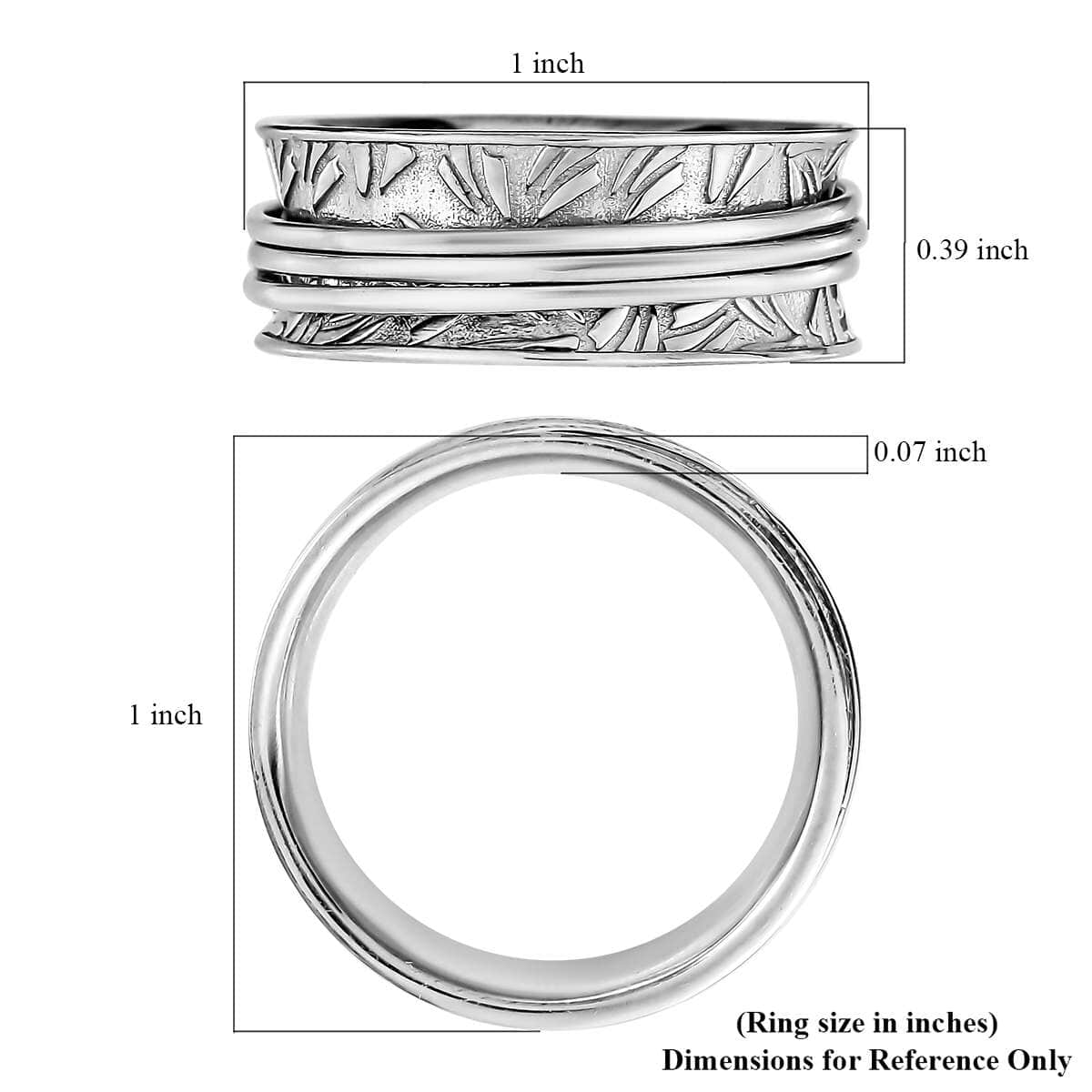 Spinner Ring in Sterling Silver, Anxiety Ring for Women, Fidget Rings for Anxiety for Women, Stress Relieving Anxiety Ring (Size 7.0) (5.85 g) image number 7