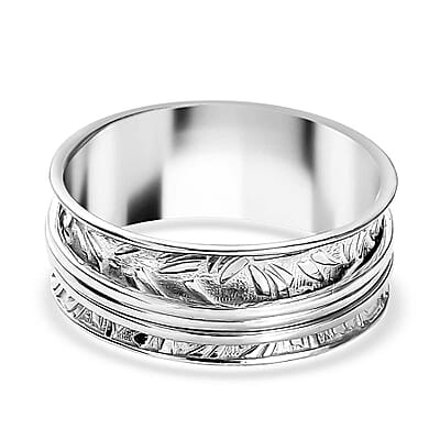 Spinner Ring in Sterling Silver, Anxiety Ring for Women, Fidget Rings for Anxiety for Women, Stress Relieving Anxiety Ring (Size 8.0) 5.85 Grams