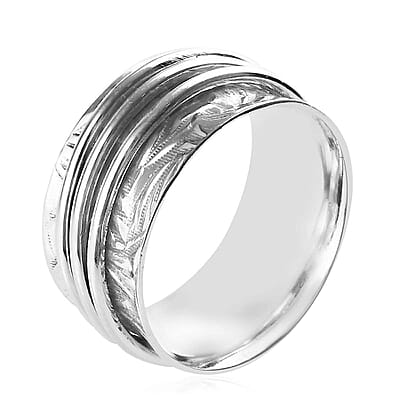 Spinner Ring in Sterling Silver, Anxiety Ring for Women, Fidget Rings for Anxiety for Women, Stress Relieving Anxiety Ring (Size 9.0) (5.85 g)