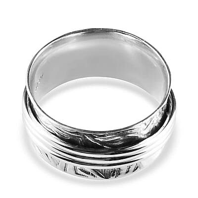 Spinner Ring in Sterling Silver, Anxiety Ring for Women, Fidget Rings for Anxiety for Women, Stress Relieving Anxiety Ring (Size 9.0) (5.85 g)
