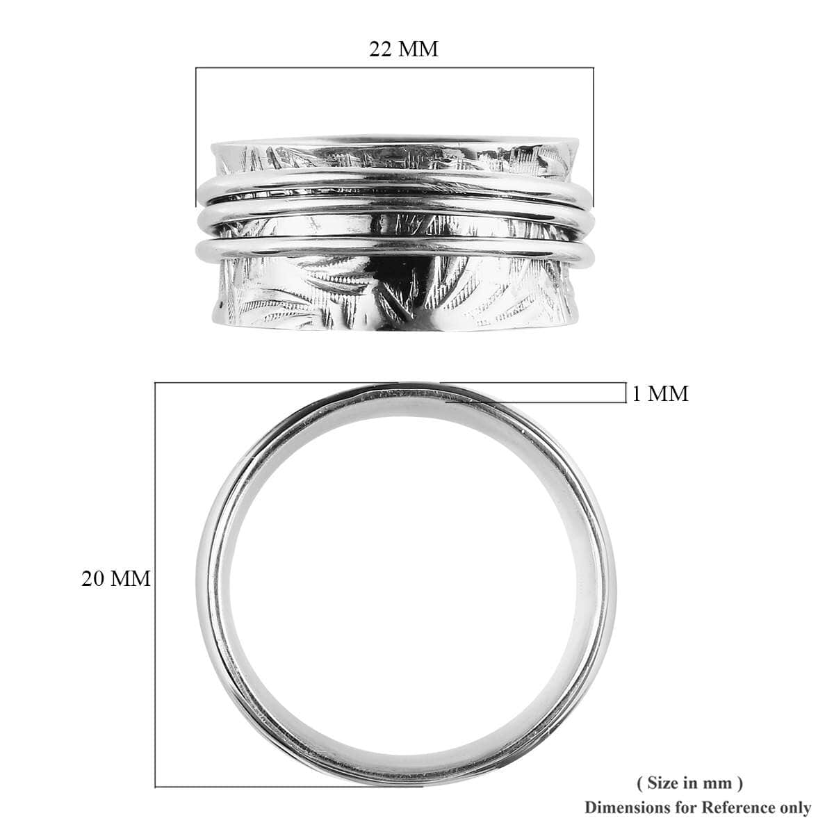 Spinner Ring in Sterling Silver, Anxiety Ring for Women, Fidget Rings for Anxiety for Women, Stress Relieving Anxiety Ring (Size 9.0) (5.85 g) image number 5