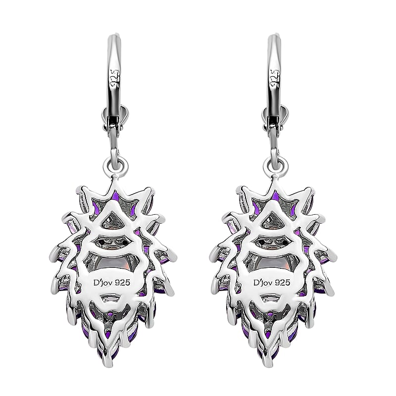 D'Joy Premium Royal Ethiopian Welo Opal and Amethyst 3.75 ctw Lever Back Earrings in Platinum Over Sterling Silver