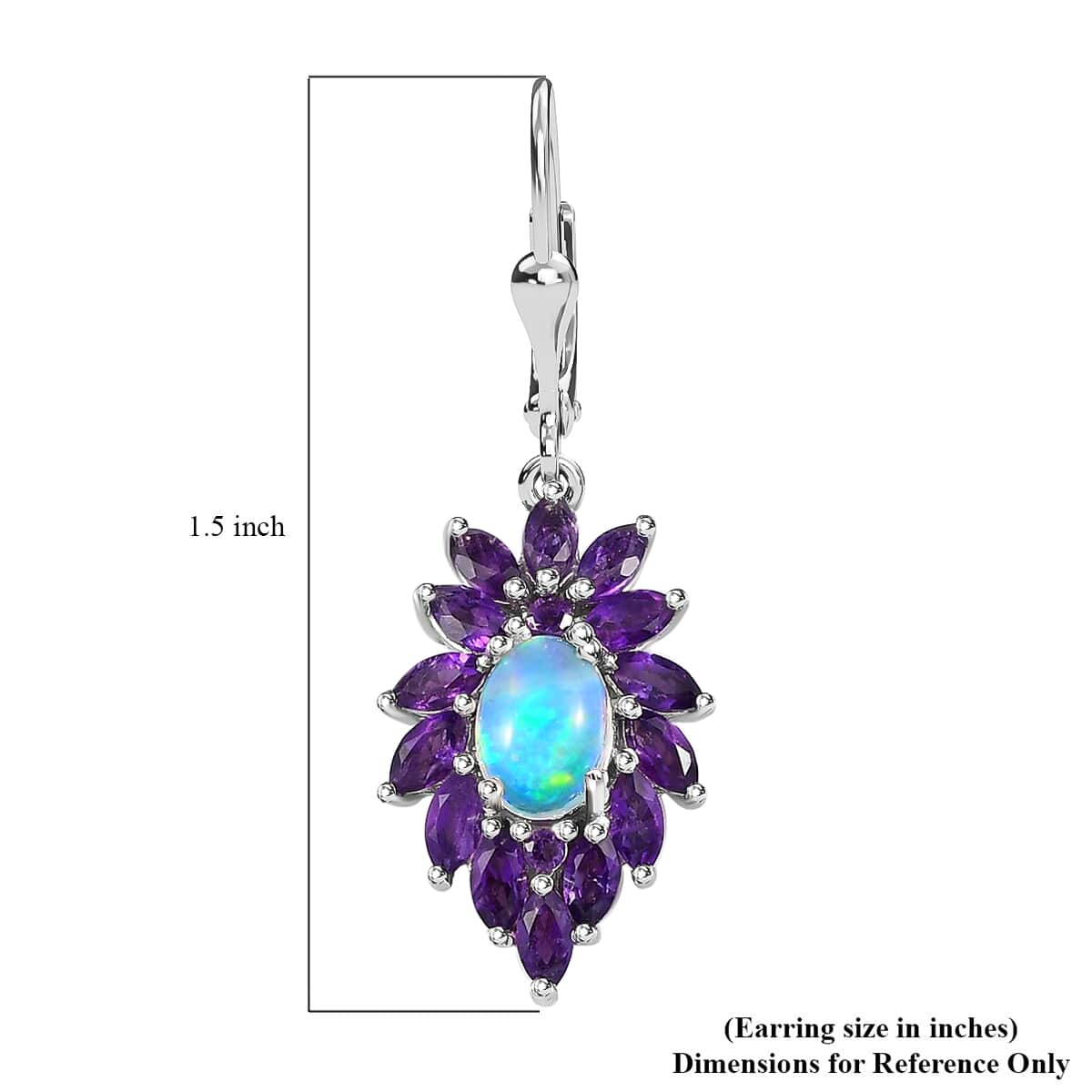 Premium Royal Ethiopian Welo Opal and Amethyst 3.75 ctw Lever Back Earrings in Platinum Over Sterling Silver image number 4