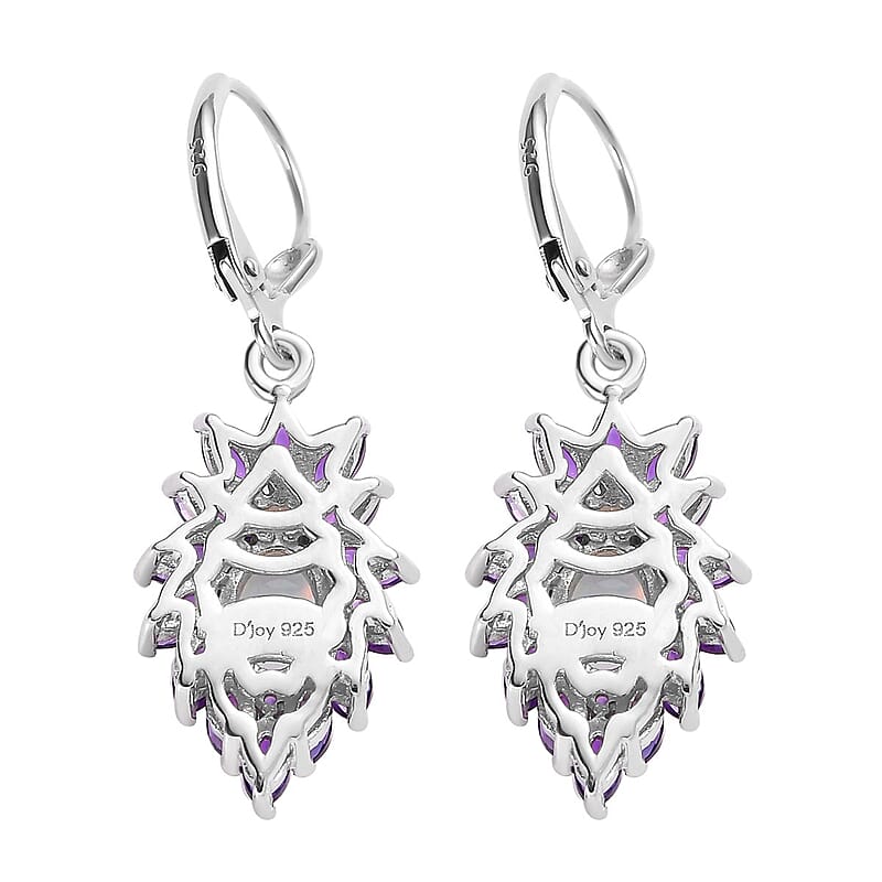 D'Joy Premium Royal Ethiopian Welo Opal and Amethyst 3.75 ctw Lever Back Earrings in Platinum Over Sterling Silver