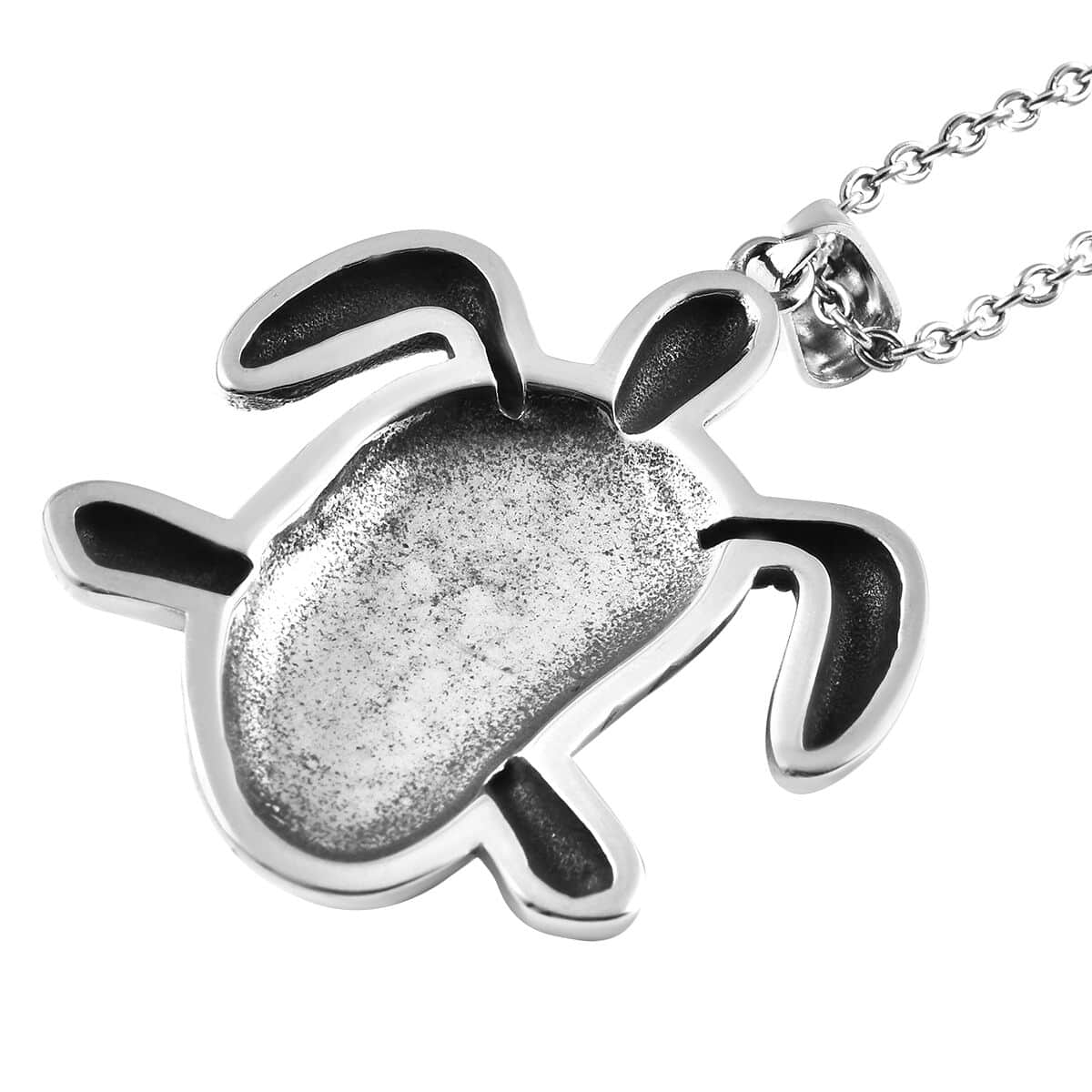 Multi Color Murano Style Turtle Pendant Necklace 20 Inches in Black Oxidized Stainless Steel image number 4