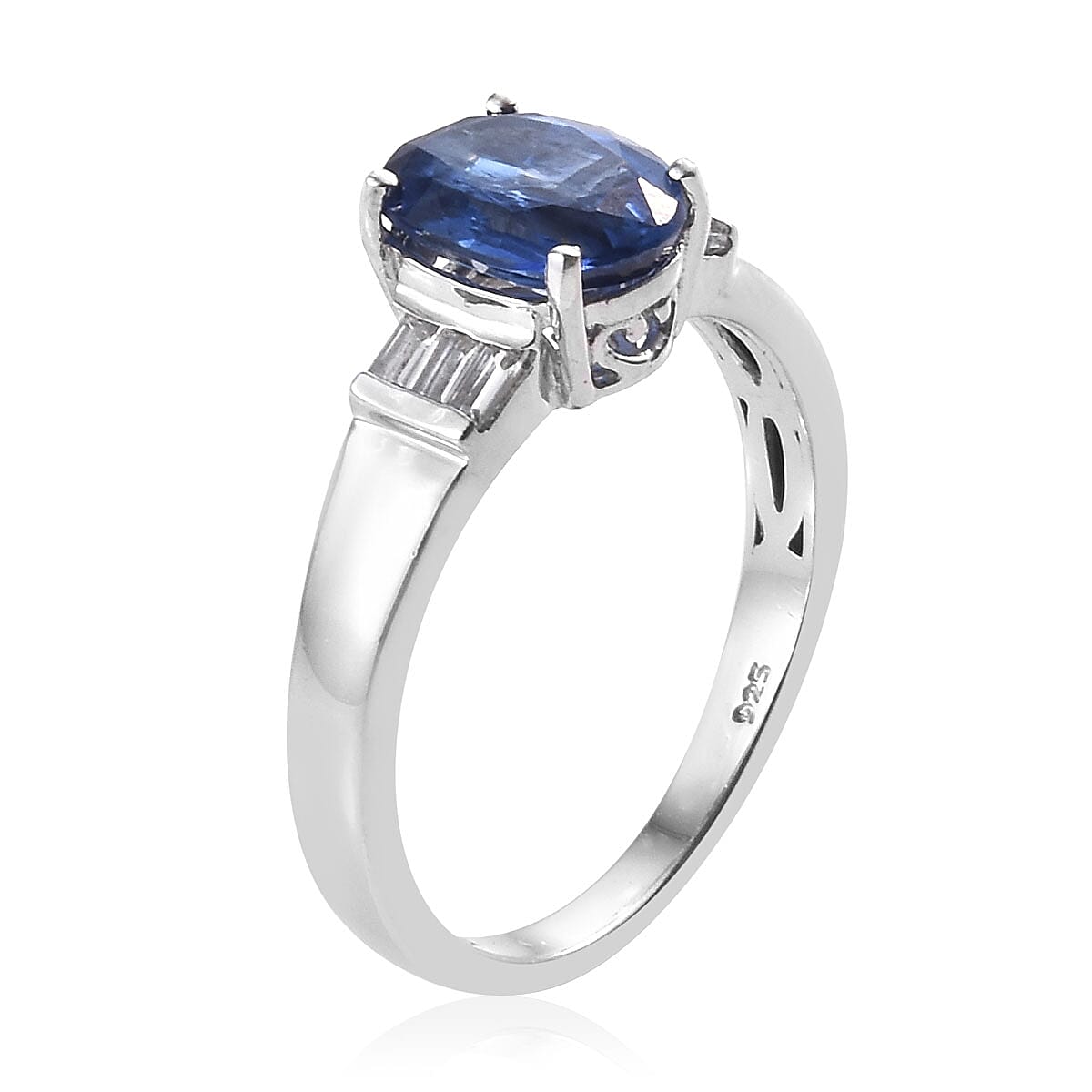 Kashmir Blue Kyanite and White Topaz Ring in Platinum Over Sterling Silver (Size 5.0) 3.40 ctw image number 3