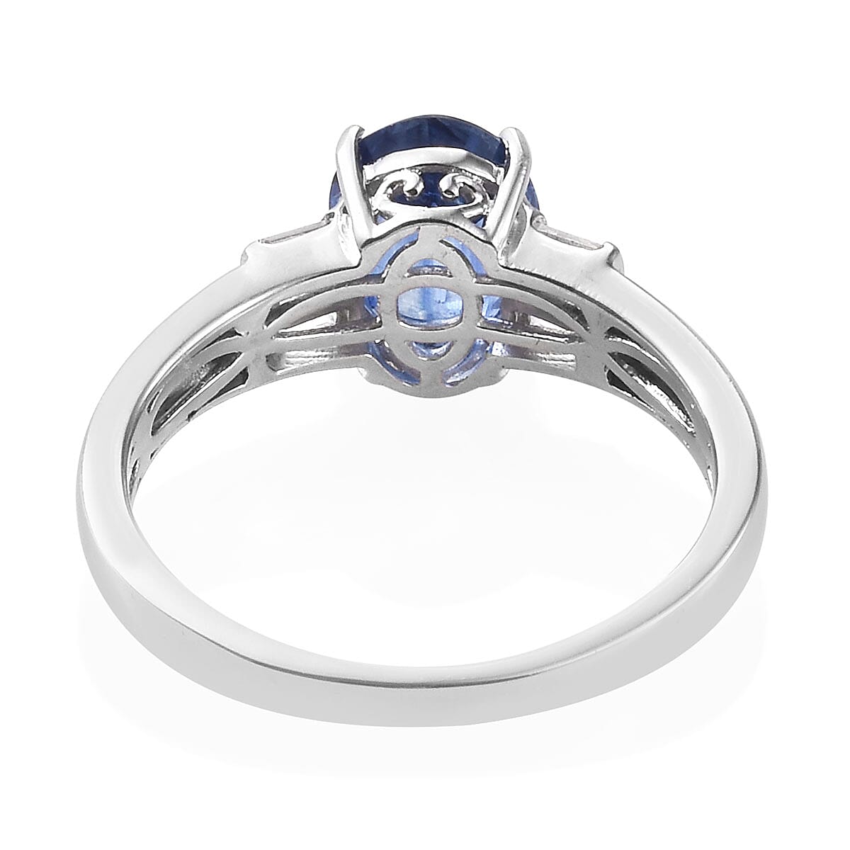 Kashmir Blue Kyanite and White Topaz Ring in Platinum Over Sterling Silver (Size 5.0) 3.40 ctw image number 4