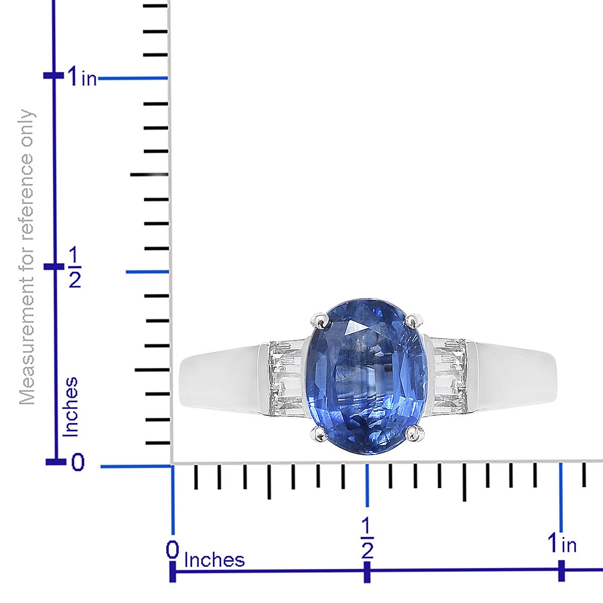 Kashmir Blue Kyanite and White Topaz Ring in Platinum Over Sterling Silver (Size 5.0) 3.40 ctw image number 5