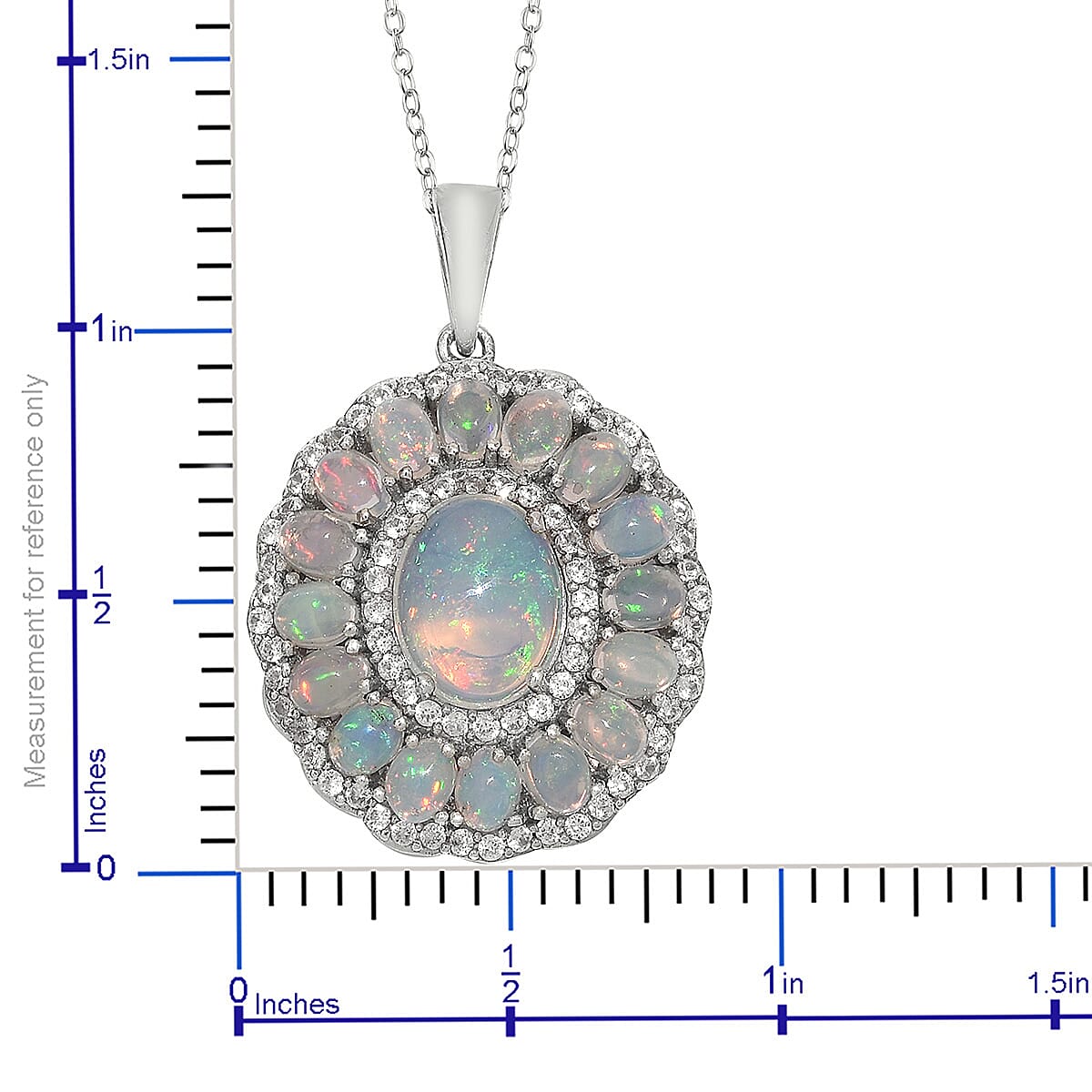 Ethiopian Welo Opal, Cambodian Zircon Pendant Necklace (20 in) in Platinum Over Sterling Silver 4.25 ctw