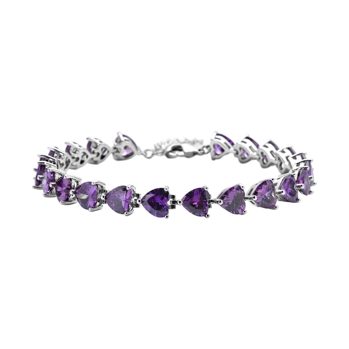 Simulated Purple Diamond Bracelet in Silvertone, Wedding Gifts For Women (8.00 In) 20.46 ctw image number 0