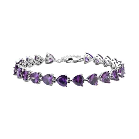 Simulated Purple Diamond Bracelet in Silvertone (8.00 In) image number 0