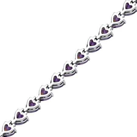 Simulated Purple Diamond Bracelet in Silvertone (8.00 In) image number 3