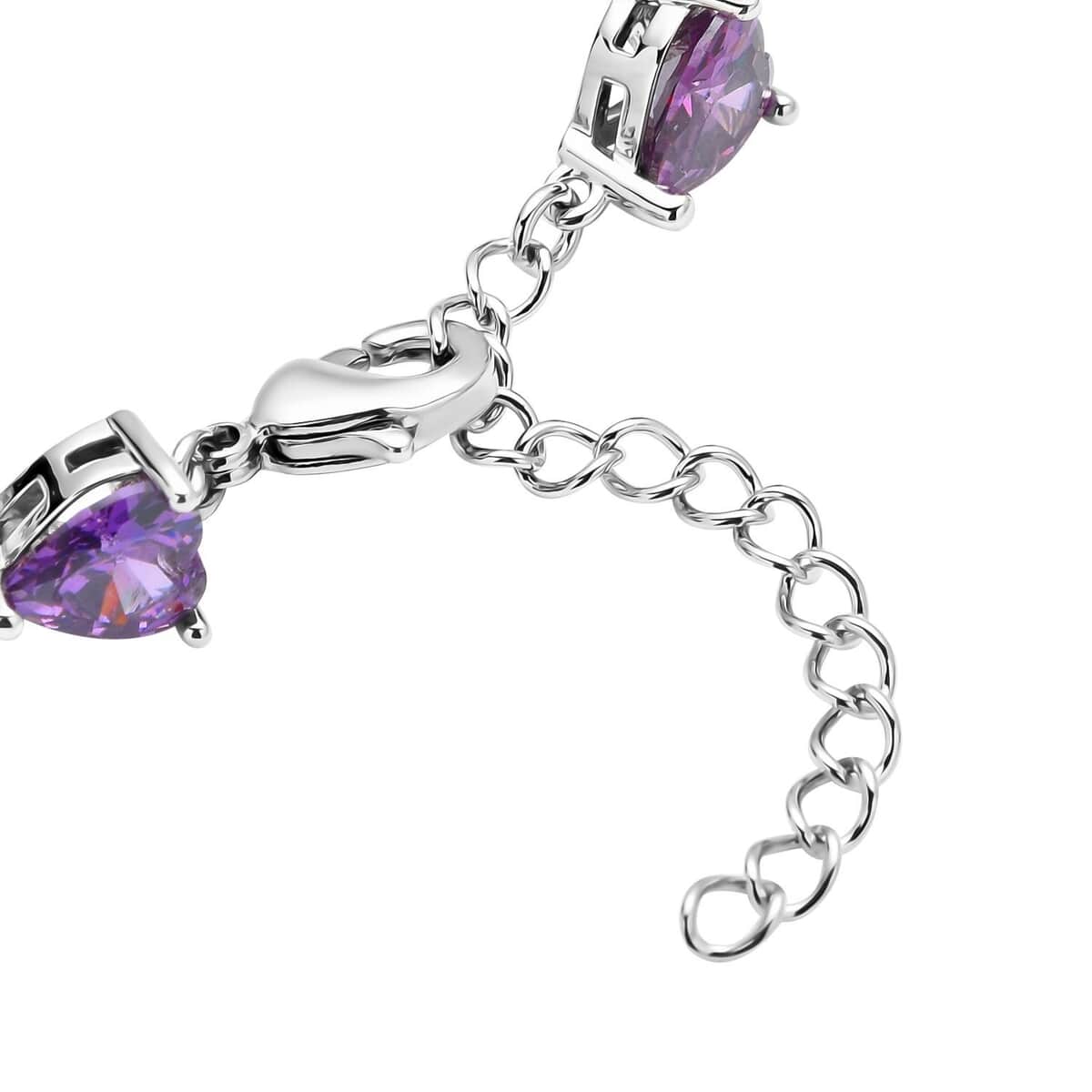 Simulated Purple Diamond Bracelet in Silvertone, Wedding Gifts For Women (8.00 In) 20.46 ctw image number 4