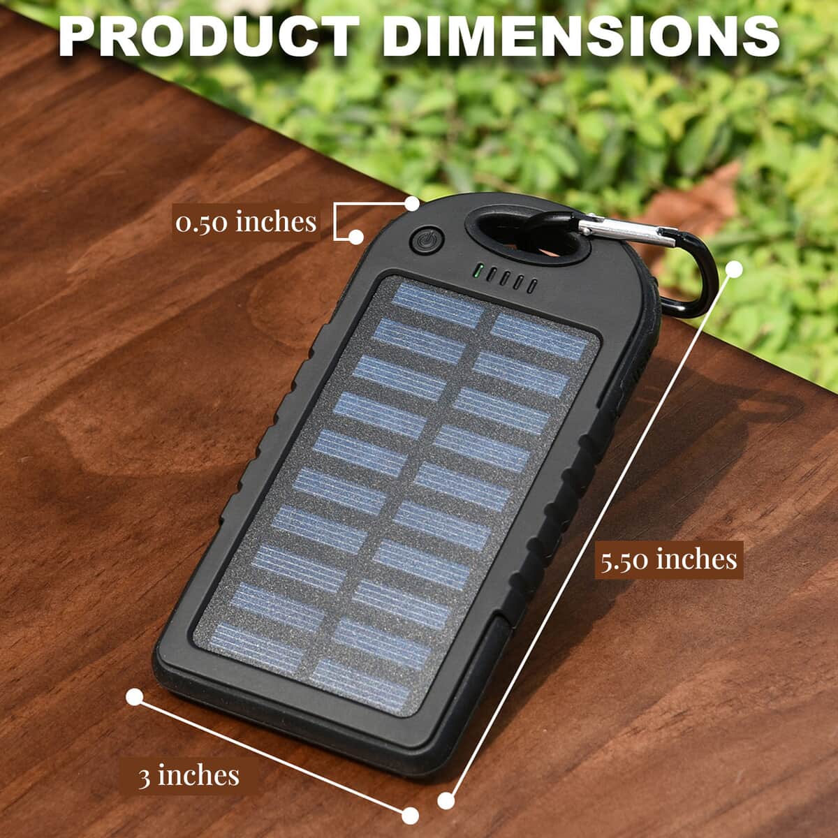 Homesmart Black Carabiner Solar 5000 mAh Battery Charger with USB & Emergency LED Torch image number 4