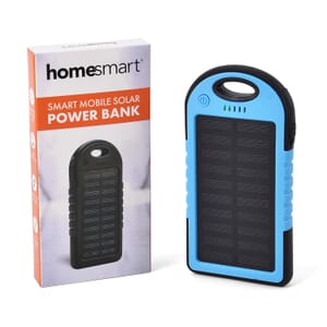 Homesmart Sky Blue Carabiner Solar 5000 mAh Battery Charger with USB & Emergency LED Torch