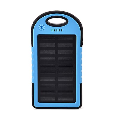 Homesmart Sky Blue Carabiner Solar 5000 mAh Battery Charger with USB & Emergency LED Torch