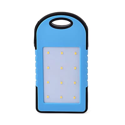 Homesmart Sky Blue Carabiner Solar 5000 mAh Battery Charger with USB & Emergency LED Torch