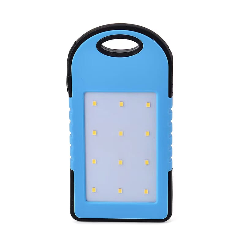 Homesmart Sky Blue Carabiner Solar 5000 mAh Battery Charger with USB & Emergency LED Torch