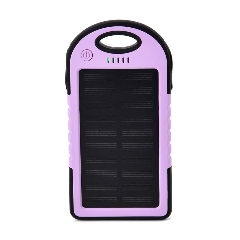 Homesmart Purple Carabiner Solar 5000 mAh Battery Charger with USB & Emergency LED Torch