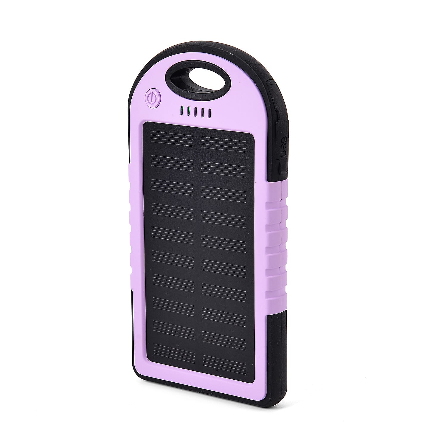 Homesmart Purple Carabiner Solar 5000 mAh Battery Charger with USB & Emergency LED Torch