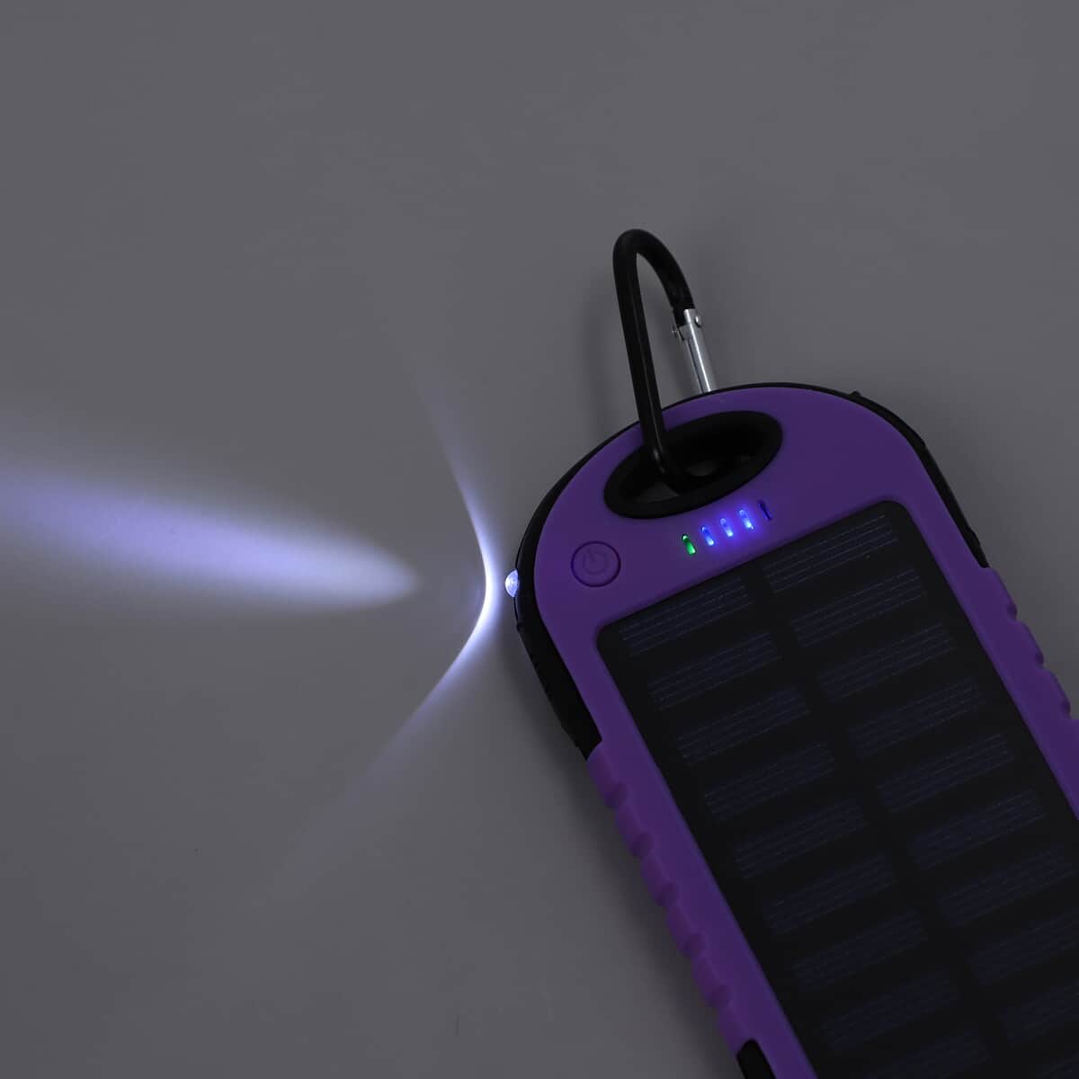 Homesmart Purple Carabiner Solar 5000 mAh Battery Charger with USB & Emergency LED Torch image number 7