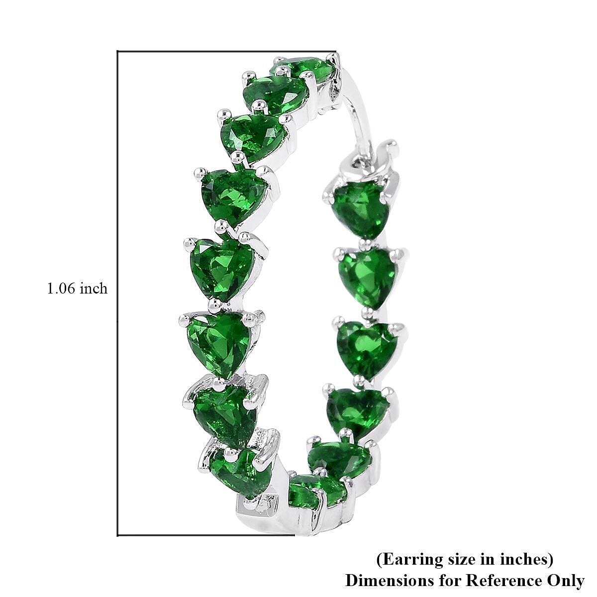 Simulated Green Diamond Earrings in Silvertone, Inside Out Hoops, Simulated Diamond Jewelry For Women