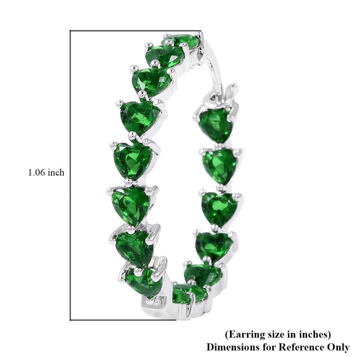 Simulated Green Diamond Earrings in Silvertone, Inside Out Hoops, Simulated Diamond Jewelry For Women image number 4