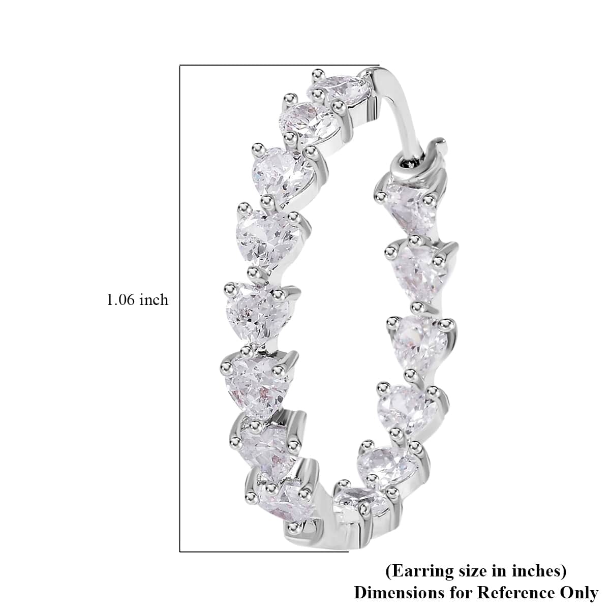 Simulated Diamond Inside Out Hoop Earrings in Silvertone image number 3