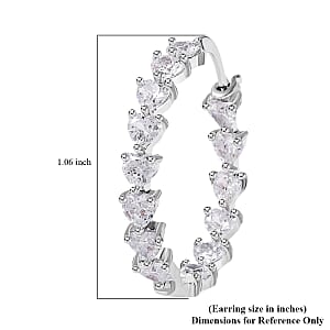 Simulated Diamond Inside Out Hoop Earrings in Silvertone