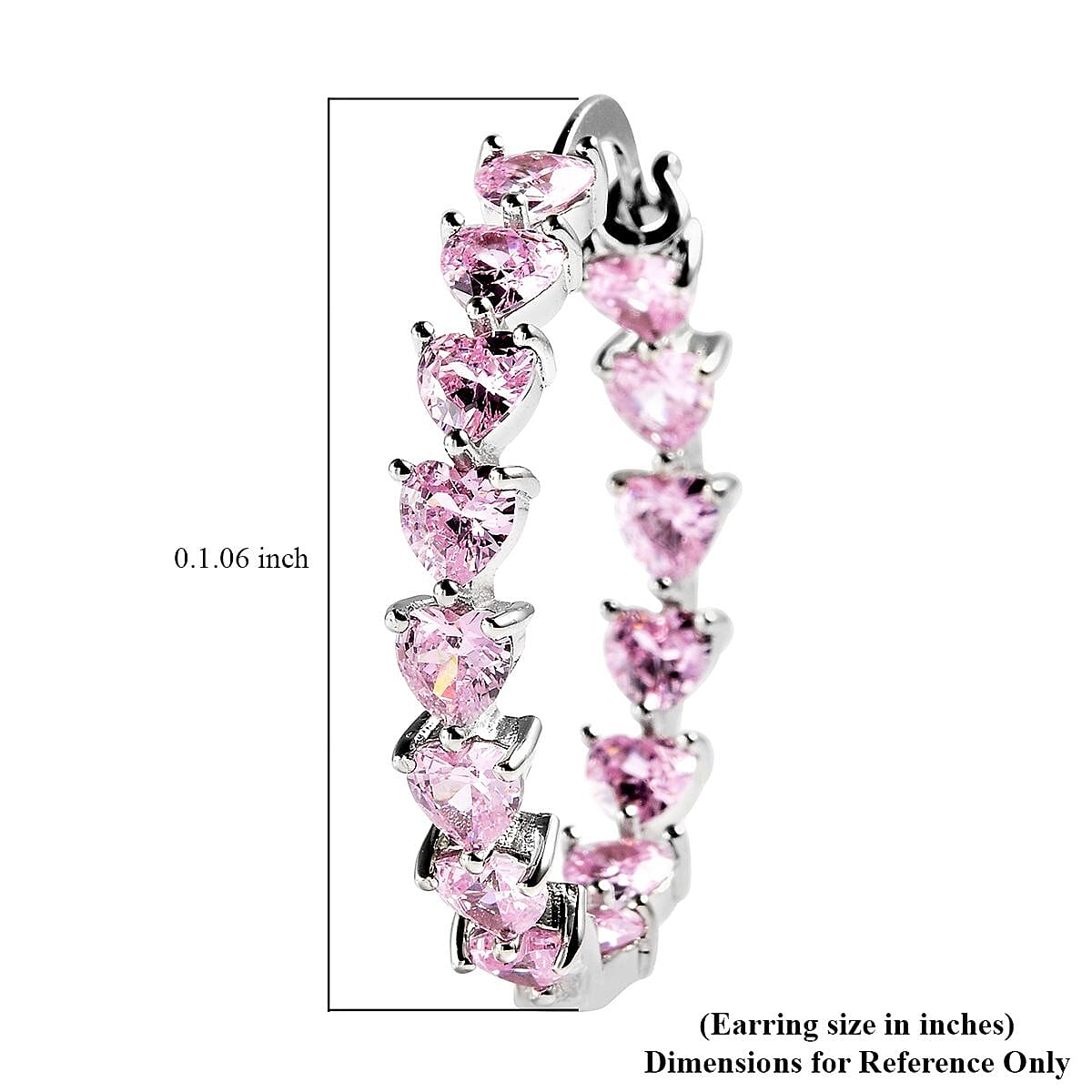 Simulated Pink Diamond Earrings in Silvertone, Inside Out Hoops, Simulated Diamond Jewelry For Women image number 4