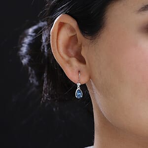 D'Joy London Blue Topaz 1.85 ctw Lever Back Drop Earrings in Platinum Over Sterling Silver