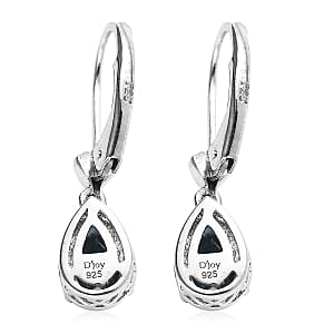 D'Joy London Blue Topaz 1.85 ctw Lever Back Drop Earrings in Platinum Over Sterling Silver