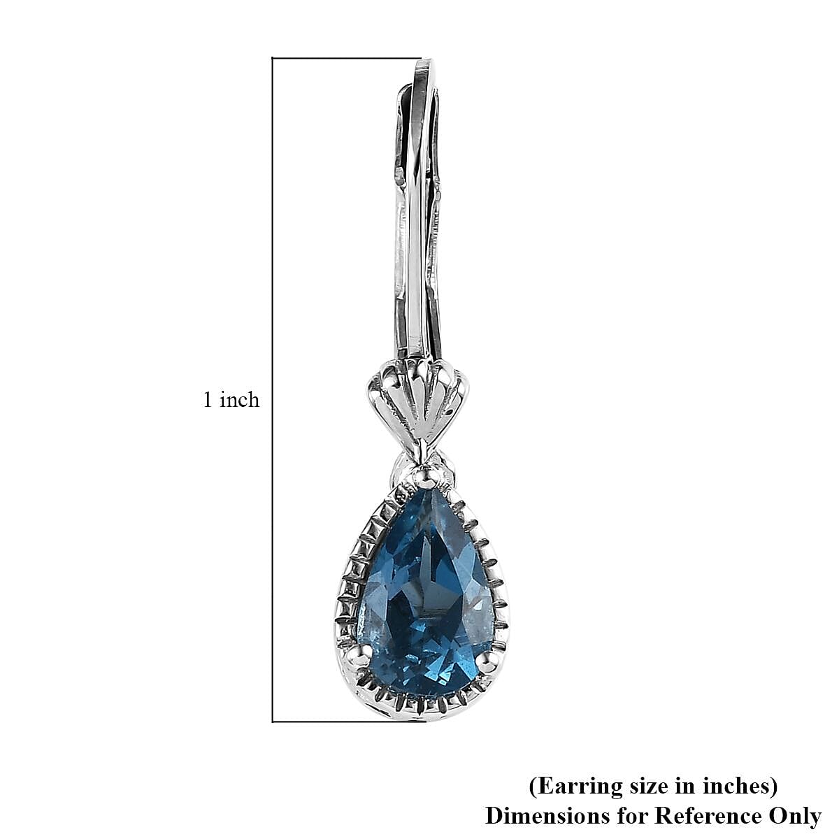 D'Joy London Blue Topaz 1.85 ctw Lever Back Drop Earrings in Platinum Over Sterling Silver