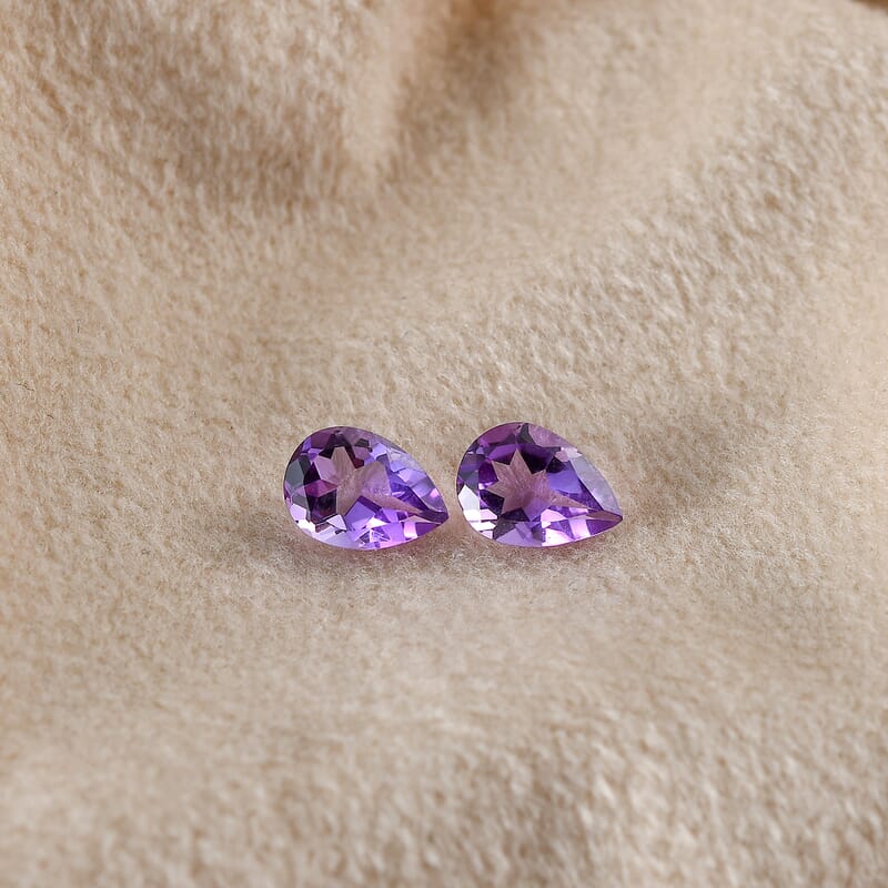 Mashamba Amethyst Set of 2 (Pear 8x6 mm) 1.75 ctw Loose Gemstone